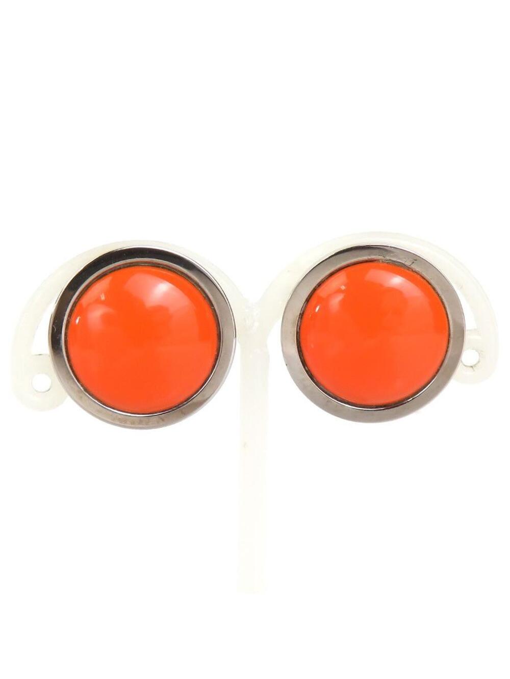 Auth Hermes Earrings Silver/Orange #363517H14B